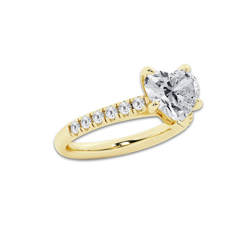 2.90 ctw Heart Lab-Grown Diamond Pave Engagement Ring in 14K Yellow Gold for Women | D Color, VVS1 Clarity, IGI Certified 2.50 ct Center Diamond