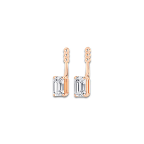 1 1/2 ctw Emerald Lab Grown Diamond Drop Earring Jackets 14K Rose Gold, E, VS1