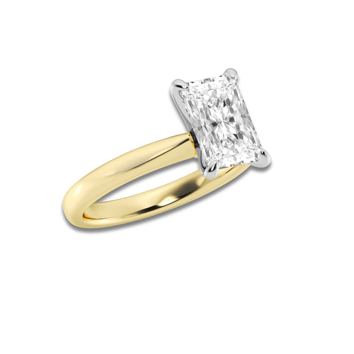2.00 ctw Radiant Lab-Grown Diamond Solitaire Engagement Ring in 14K White Gold And Yellow Gold for Women | Colorless D, VVS1 Clarity, IGI Certified