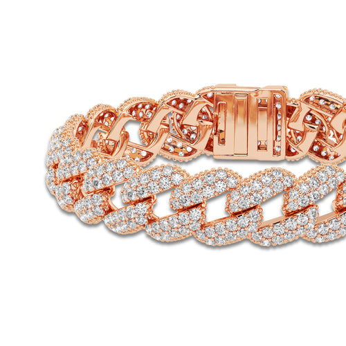 11 ctw Round Lab Grown Diamond Cuban Link Bracelet - 6.25 Inches 14K Rose Gold, DE, VS1