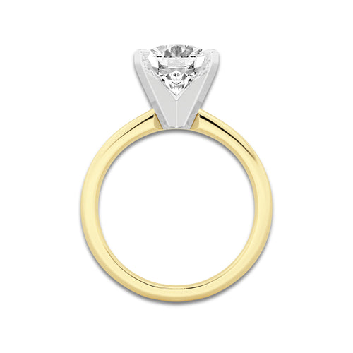 3.00 ctw Oval Lab-Grown Diamond Minimalist Engagement Ring in 14K White Gold And Yellow Gold for Women | D Color, VVS1 Clarity, IGI Certified