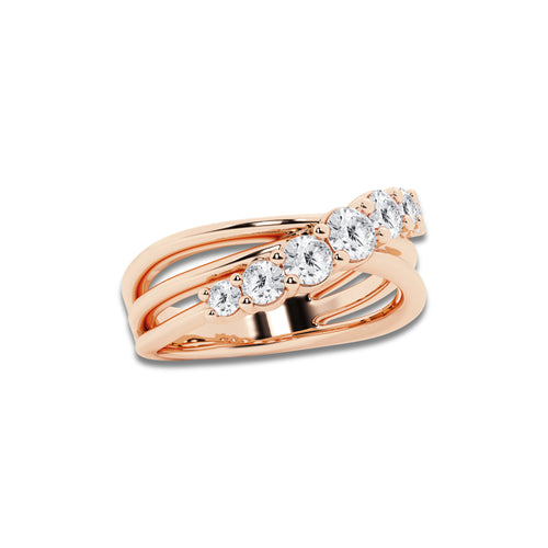 Solace 1 ctw Round Lab Grown Diamond Seven-Stone Crossover Band 14K Rose Gold, DE, VS1