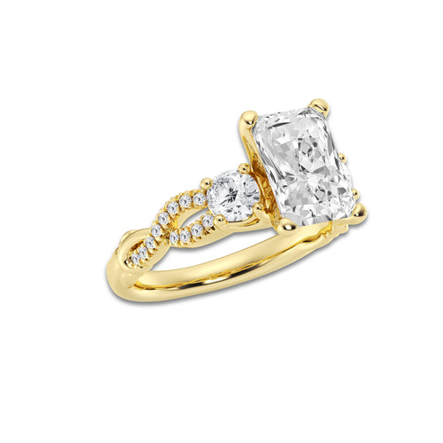 5.61 ctw Radiant Lab-Grown Diamond Side Stone Engagement Ring in 14K Yellow Gold for Women | Colorless E, VS1 Clarity, IGI Certified 5.00 ct Center Diamond