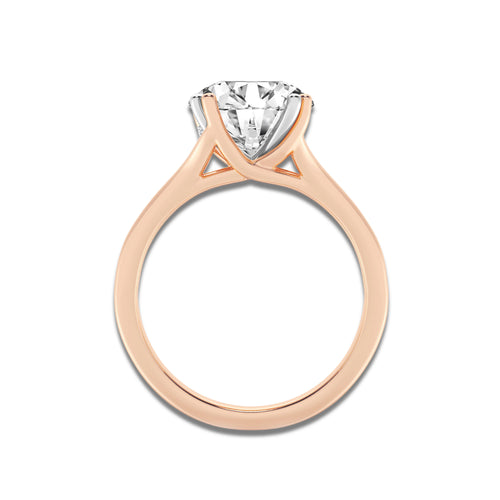 3 ctw Round Lab Grown Diamond Two Tone Double Prong Hidden Halo Engagement Ring 14K Two-Tone White & Rose Gold, D, VVS | 3 ct Center