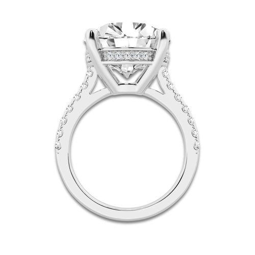 8.43 ctw Round Lab-Grown Diamond Hidden Halo Side Stone Engagement Ring in 18K White Gold for Women | Colorless D, VVS1 Clarity, IGI Certified 8.00 ct Center Diamond