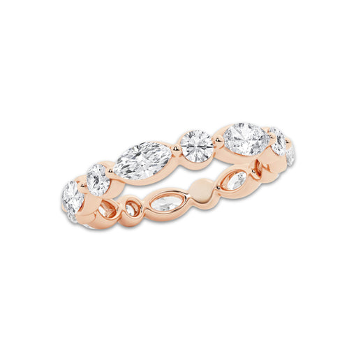 Hailey 2 ctw Marquise and Round Lab Grown Diamond Floating Eternity Band - 3mm Width 14K Rose Gold, DE, VS1