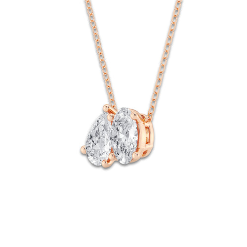 2 ctw Toi Et Moi Oval and Pear Pendant 14K Rose Gold, E, VS1 | IGI Certified
