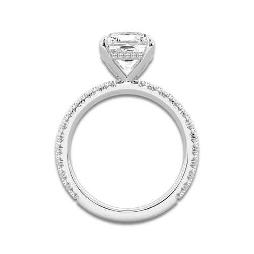4 1/3 ctw Cushion Lab Grown Diamond Bridal Set Platinum, D, VVS | 3 ct Center