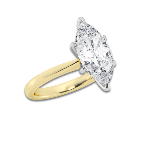 4.00 ctw Marquise Lab-Grown Diamond Solitaire Engagement Ring in 14K White Gold And Yellow Gold for Women | Colorless D, VVS1 Clarity, IGI Certified