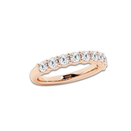 Clarice 1 ctw Round Lab Grown Diamond Nine Stone Shared Prong Anniversary Band 14K Rose Gold, DE, VS1