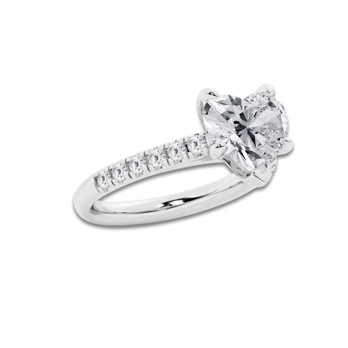 3.40 ctw Heart Lab-Grown Diamond Pave Engagement Ring in Platinum for Women | D Color, VVS1 Clarity, IGI Certified 3.00 ct Center Diamond
