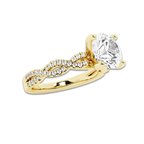 1.75 ctw Round Lab-Grown Diamond Twisted Shank Engagement Ring in 14K Yellow Gold for Women | D Color, VVS1 Clarity, IGI Certified 1.50 ct Center Diamond