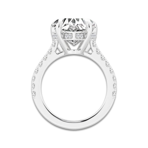 4.34 ctw Heart Lab-Grown Diamond Hidden Halo Side Stone Engagement Ring in 18K White Gold for Women | Colorless D, VVS1 Clarity, IGI Certified 4.00 ct Center Diamond