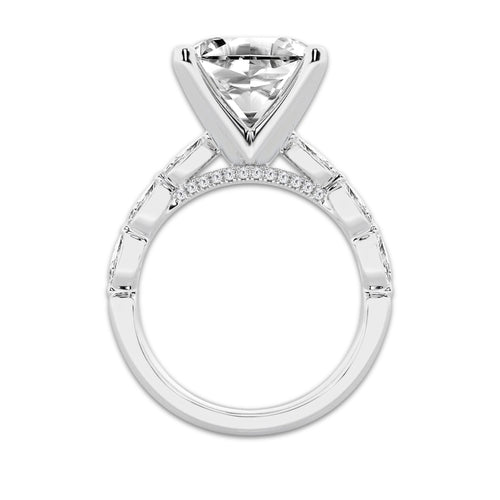 8.48 ctw Asscher Lab-Grown Diamond Marquise Side Stone Engagement Ring in 14K White Gold for Women | Colorless D, VVS1 Clarity, IGI Certified 8.00 ct Center Diamond