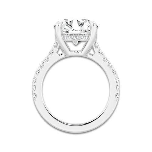 4.35 ctw Round Lab-Grown Diamond Hidden Halo Side Stone Engagement Ring in Platinum for Women | Colorless E, VS1 Clarity, IGI Certified 4.00 ct Center Diamond