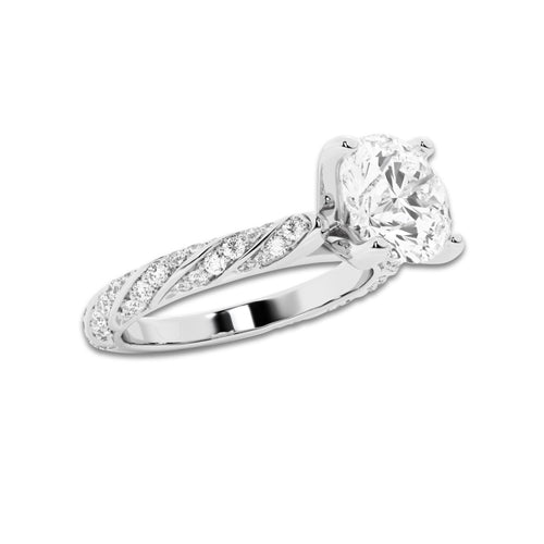 2.44 ctw Round Lab-Grown Diamond Twisted Band Engagement Ring in 14K White Gold for Women | Colorless D, VVS1 Clarity, IGI Certified 2.00 ct Center Diamond