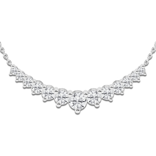 1 1/2 ctw Round Lab Grown Diamond Thirteen Stone Demi Eternity Necklace 14K White Gold, E, VS1 | 2/5 ct Center