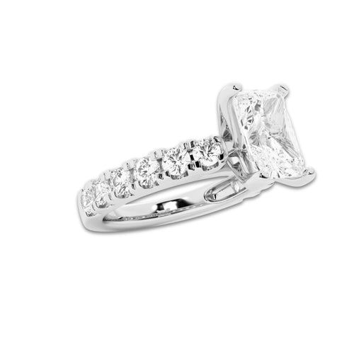 3.00 ctw Radiant Lab-Grown Diamond Split-Prong Set Side Stone Engagement Ring in 14K White Gold for Women | Colorless D, VVS1 Clarity, IGI Certified 2.00 ct Center Diamond