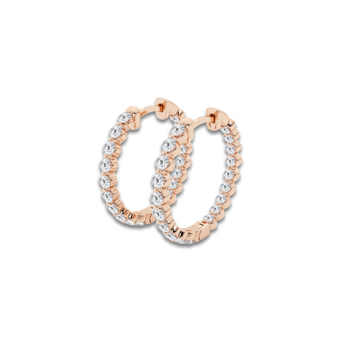 1 ctw Round Lab Grown Diamond Inside Out Floating Hoop Earrings 14K Rose Gold, DE, VS1