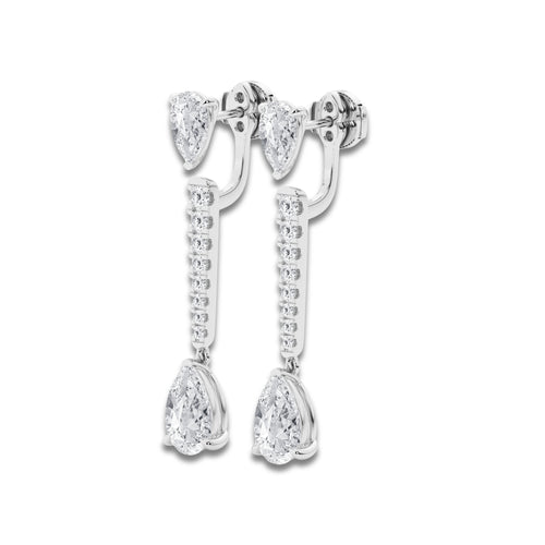 6 3/4 ctw Pear Lab Grown Diamond Drop Earrings 14K White Gold, E, VS1