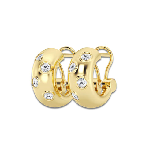 2 ctw Round Lab Grown Diamond Huggie Hoop Earrings 14K Yellow Gold, DE, VS1