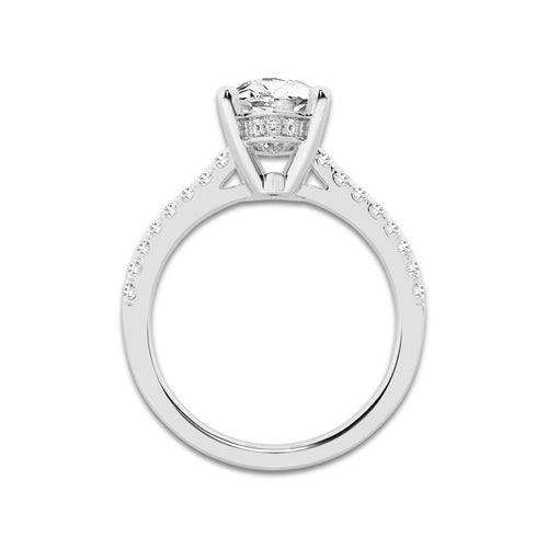 2.77 ctw Marquise Lab-Grown Diamond Hidden Halo Side Stone Engagement Ring in Platinum for Women | Colorless D, VVS1 Clarity, IGI Certified 2.50 ct Center Diamond