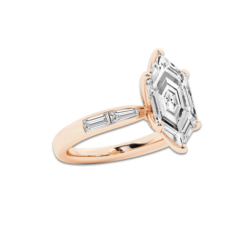 Arwa 2 1/2 ctw Dutch Marquise Lab Grown Diamond Vintage Side Stone Engagement Ring 14K Rose Gold, EF, VS2 | IGI Certified, 2 ct Center