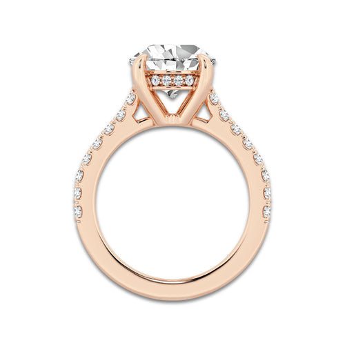 4.35 ctw Pear Lab-Grown Diamond Hidden Halo Side Stone Engagement Ring in 18K Rose Gold for Women | Colorless E, VS1 Clarity, IGI Certified 4.00 ct Center Diamond