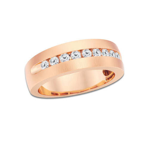 1/2 ctw Round Lab Grown Diamond Nine-Stone Wedding Band with Satin Finish 14K Rose Gold, DE, VS1