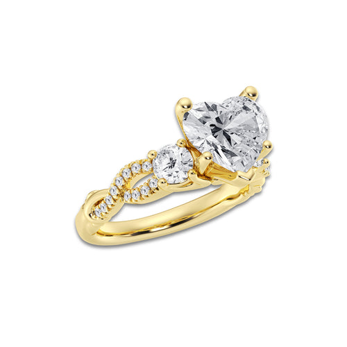 8.61 ctw Heart Lab-Grown Diamond Side Stone Engagement Ring in 14K Yellow Gold for Women | Colorless E, VS1 Clarity, IGI Certified 8.00 ct Center Diamond