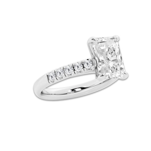 3.93 ctw Radiant Lab-Grown Diamond Pave Engagement Ring in Platinum for Women | D Color, VVS1 Clarity, IGI Certified 3.50 ct Center Diamond