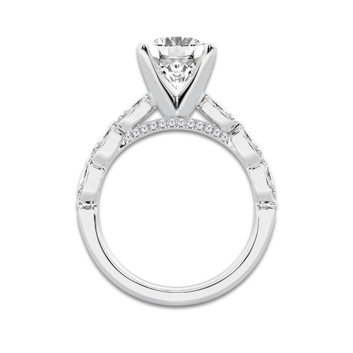 2.98 ctw Oval Lab-Grown Diamond Marquise Side Stone Engagement Ring in Platinum for Women | Colorless E, VS1 Clarity, IGI Certified 2.50 ct Center Diamond