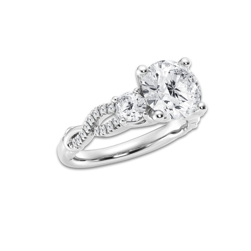 3.10 ctw Round Lab-Grown Diamond Side Stone Engagement Ring in Platinum for Women | Colorless D, VVS1 Clarity, IGI Certified 2.50 ct Center Diamond