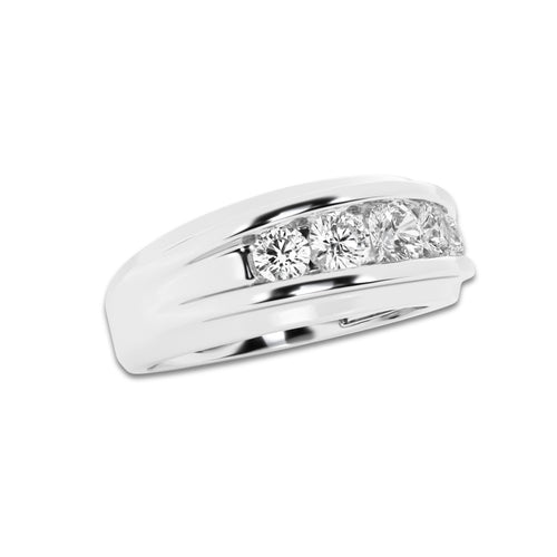 Margot 1 ctw Round Lab Grown Diamond Men's Channel Set Wedding Band 14K White Gold, DE, VS1