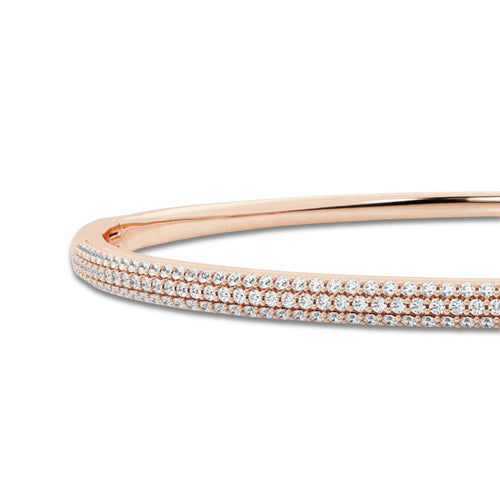 näas Bombë 1 ctw Round Lab Grown Diamond Pave Bangle Bracelet 14K Rose Gold 6 Inches 14K Rose Gold, DE, VS1