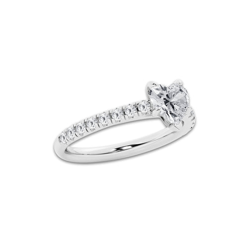 1.39 ctw Heart Lab-Grown Diamond Pave Engagement Ring in Platinum for Women | D Color, VVS1 Clarity, IGI Certified 1.00 ct Center Diamond