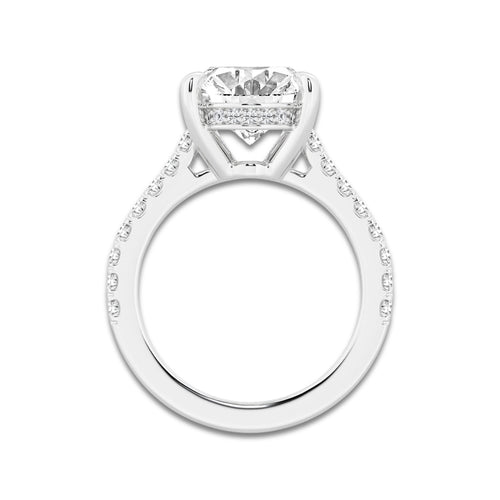 4.35 ctw Oval Lab-Grown Diamond Hidden Halo Side Stone Engagement Ring in Platinum for Women | Colorless E, VS1 Clarity, IGI Certified 4.00 ct Center Diamond