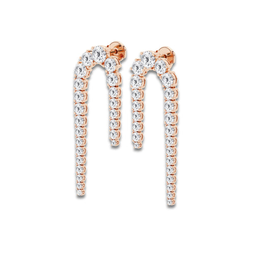 10 ctw Round Lab Grown Diamond U Shaped Drop Earrings 14K Rose Gold, DE, VS1