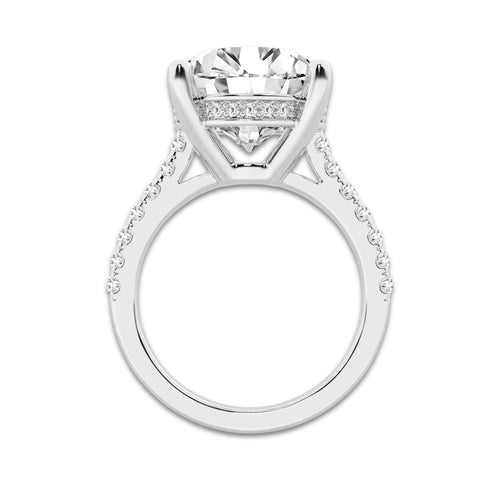 7.40 ctw Round Lab-Grown Diamond Hidden Halo Side Stone Engagement Ring in Platinum for Women | Colorless D, VVS1 Clarity, IGI Certified 7.00 ct Center Diamond