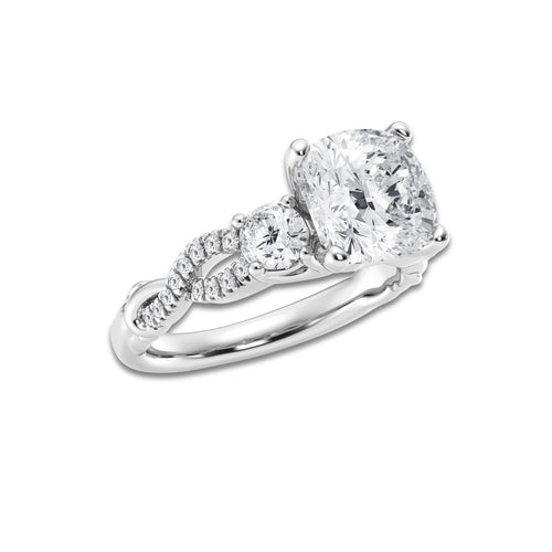 6.61 ctw Cushion Lab-Grown Diamond Side Stone Engagement Ring in 14K White Gold for Women | Colorless D, VVS1 Clarity, IGI Certified 6.00 ct Center Diamond
