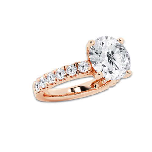 9.00 ctw Round Lab-Grown Diamond Split-Prong Set Side Stone Engagement Ring in 14K Rose Gold for Women | Colorless E, VS1 Clarity, IGI Certified 8.00 ct Center Diamond