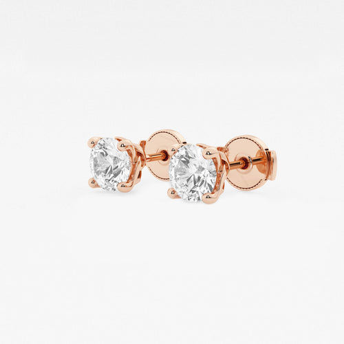 1 1/2 ctw Round Lab Grown Diamond Twisted Floral Solitaire Stud Earrings 14K Rose Gold, E, VS1