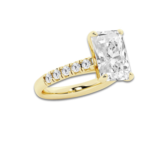 6.55 ctw Radiant Lab-Grown Diamond Pave Engagement Ring in 14K Yellow Gold for Women | D Color, VVS1 Clarity, IGI Certified 6.00 ct Center Diamond