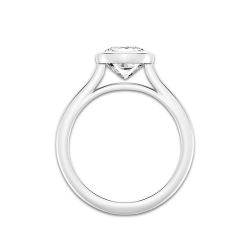 2 ctw Cushion Lab Grown Diamond Bezel Set Solitaire Engagement Ring Platinum, E, VS1 | 2 ct Center