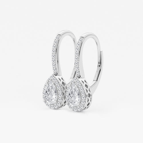 1 ctw Pear Lab Grown Diamond Halo Earrings 14K White Gold, DE, VS1