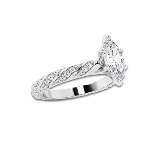 1.19 ctw Marquise Lab-Grown Diamond Twisted Band Engagement Ring in 14K White Gold for Women | Colorless E, VS1 Clarity, IGI Certified 0.75 ct Center Diamond