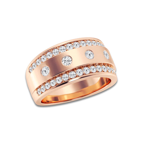1 1/4 ctw Round Lab Grown Diamond Men's Floating Wedding Band 14K Rose Gold, DE, VS1