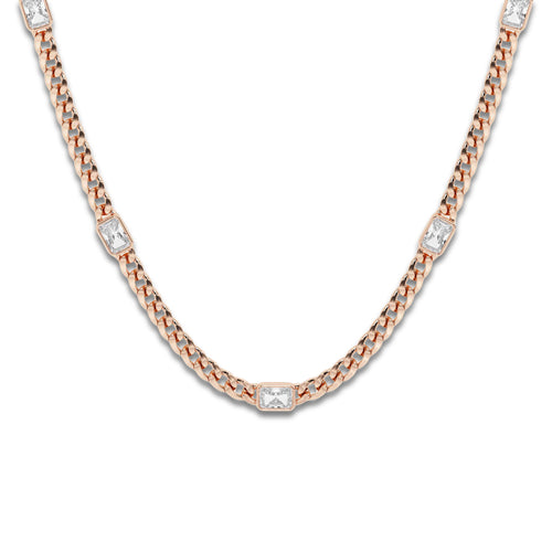 näas 2 1/2 ctw Radiant Lab Grown Diamond Station Necklace 14K Rose Gold, DE, VS1