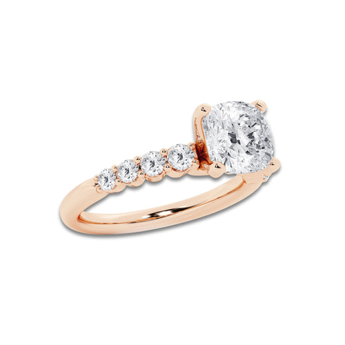 3.04 ctw Pear Lab-Grown Diamond Side Stone Engagement Ring in 14K Rose Gold for Women | Colorless D, VVS1 Clarity, IGI Certified 2.50 Ct Center Diamond