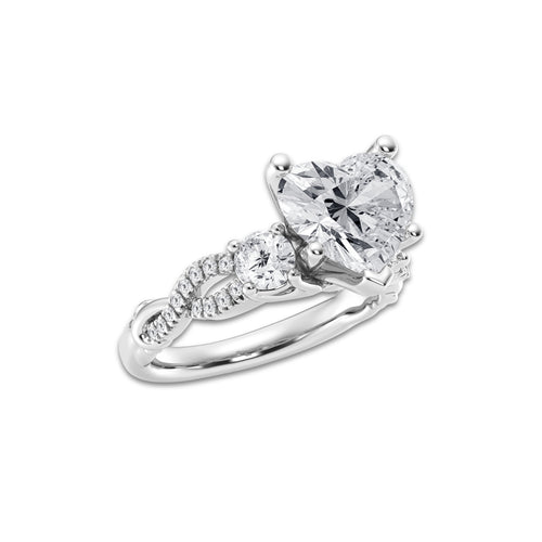 6.61 ctw Heart Lab-Grown Diamond Side Stone Engagement Ring in 14K White Gold for Women | Colorless D, VVS1 Clarity, IGI Certified 6.00 ct Center Diamond